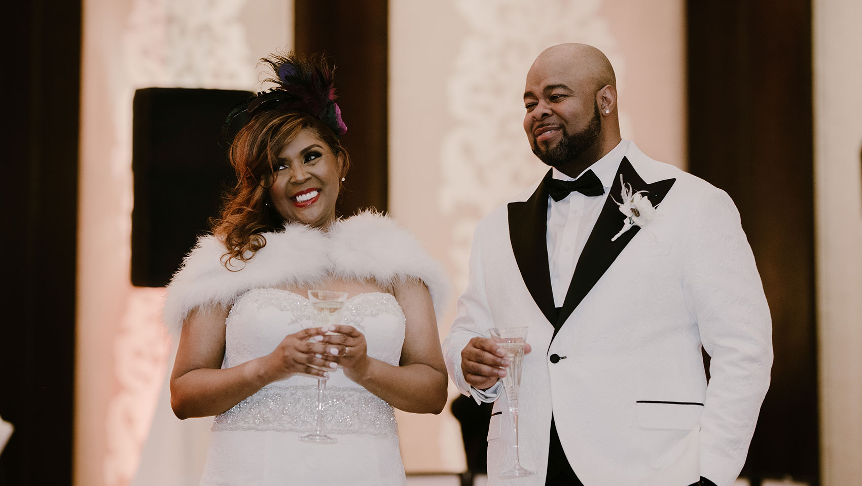 Newlyweds at Wedding Luncheon