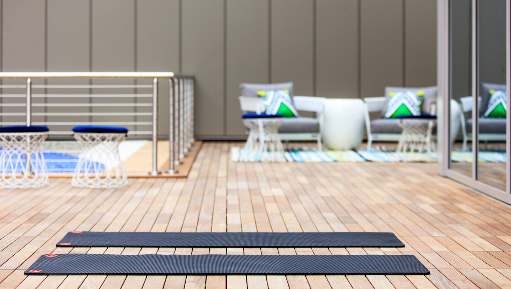 yoga mats on rooftop