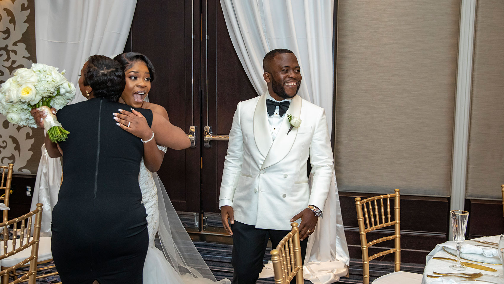 Couple enter reception