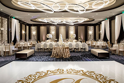 Ballroom dressed for reception