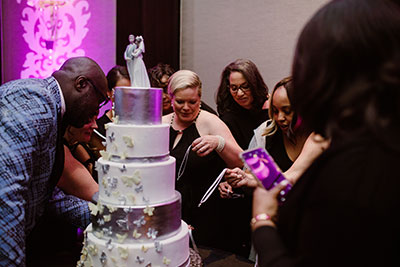 Bridesmaids with Cake pulls