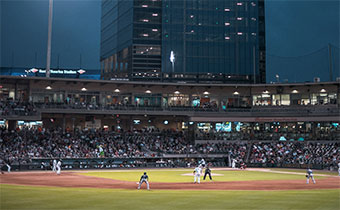 baseball game, evening