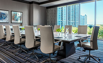 meeting set up in boardroom at Kimpton Tryon Park Hotel